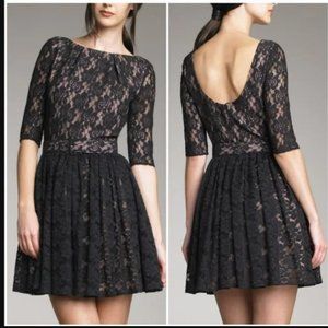 Rachel Zoe Black Lace Belted Mini Dress
